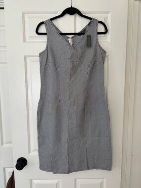 NWT Eddie Bauer Striped Sleeveless Sheath Dress Petite - Size 10 - 100% Cotton
